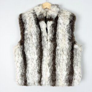 Preston & York Faux Fur Vest Jacket Fall Winter Size Large Women's